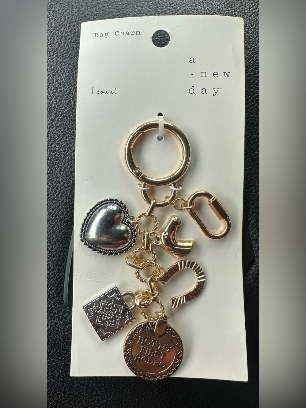a new day Gold & Silver Mixed Charm Keychain with Heart